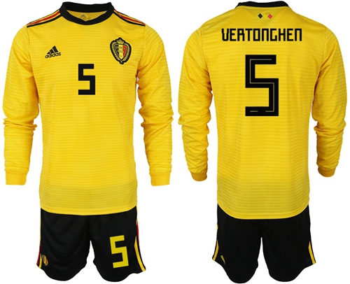 Belgium #5 Vertonghen Away Long Sleeves Soccer Country Jersey